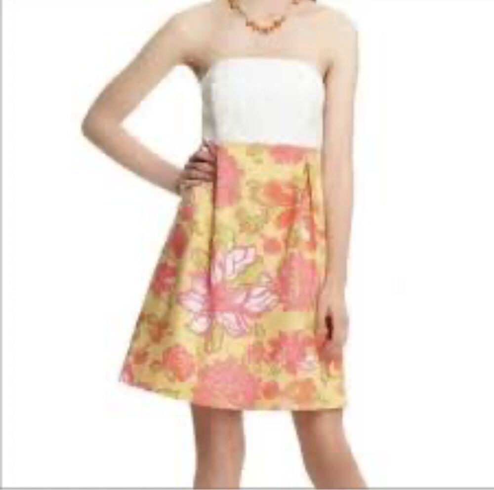 LILLY PULLITZER STRAPLESS FLORAL PINK DRESS WOMEN'S SIZE 4